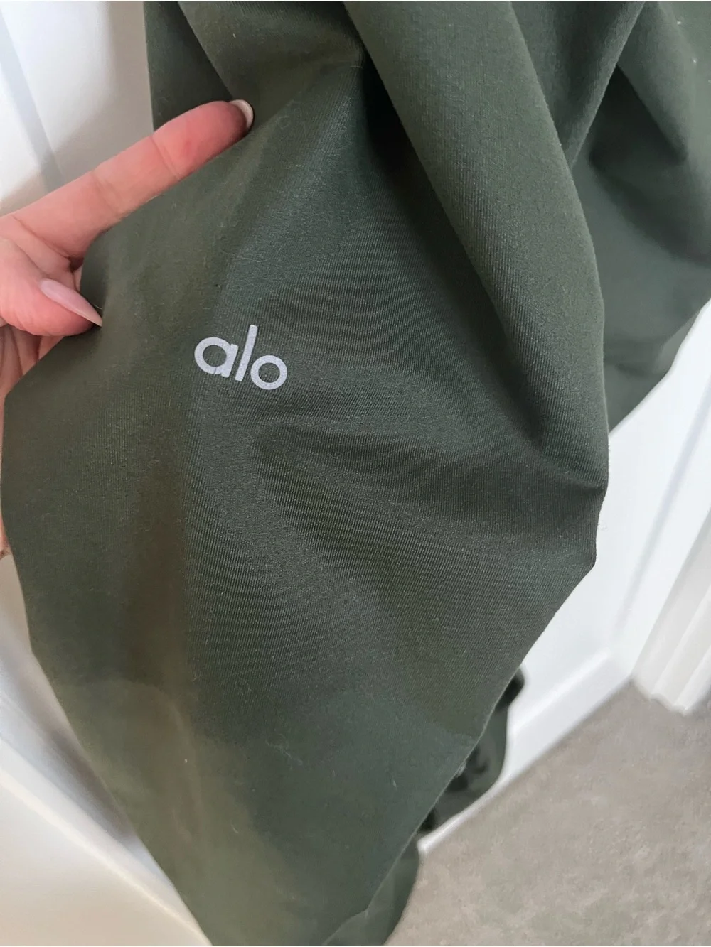 ALO Yoga Khaki Green High-Waist Ruched Leggings
